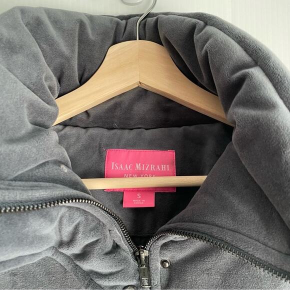 Isaac Mizrahi NY velvet puffer winter jacket grey size small - Picture 4 of 10